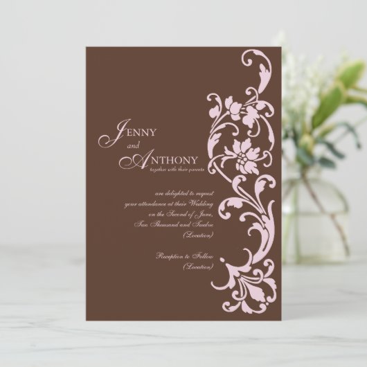 Invitation do-it-yourself Simplicité élégante dans le chocola (Debout devant)