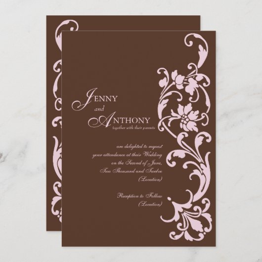 Invitation do-it-yourself Simplicité élégante dans le chocola (Devant / Derrière)