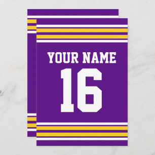 Invitation do-it-yourself Team Jersey Stripes Gold #2 White P