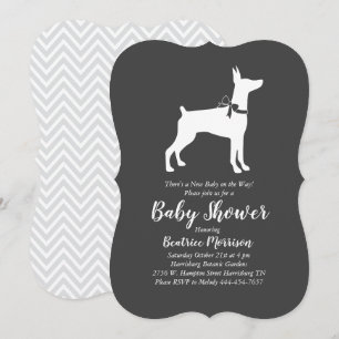 Invitation Doberman Pinscher Baby shower Neutre hommes-femmes