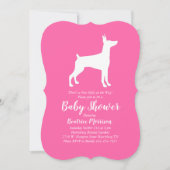 Invitation Doberman Pinscher Chien Baby shower fille rose (Devant)