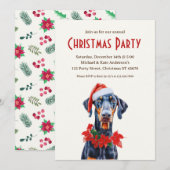 Invitation Doberman Pinscher Santa Hat Chien fête de Noël (Devant / Derrière)
