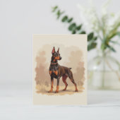 Invitation Dobermann de couleur brun rouille rouge (Debout devant)