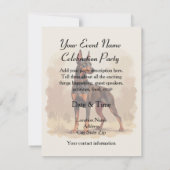 Invitation Dobermann de couleur brun rouille rouge (Dos)