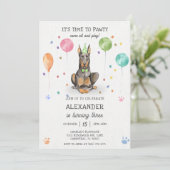 Invitation Dobermann Pawty Puppy Anniversaire rose (Debout devant)