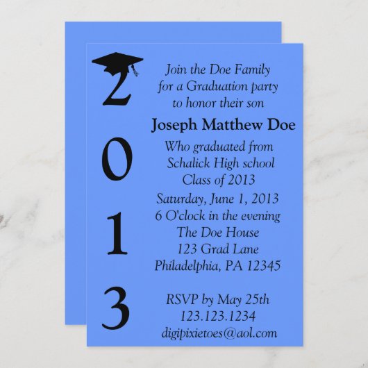 Invitation d'obtention du diplôme (Devant / Derrière)