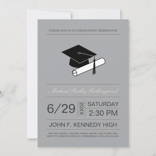 Invitation d'obtention du diplôme de casquette et (Devant)