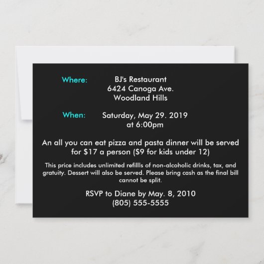 Invitation d'obtention du diplôme de damassé (Dos)