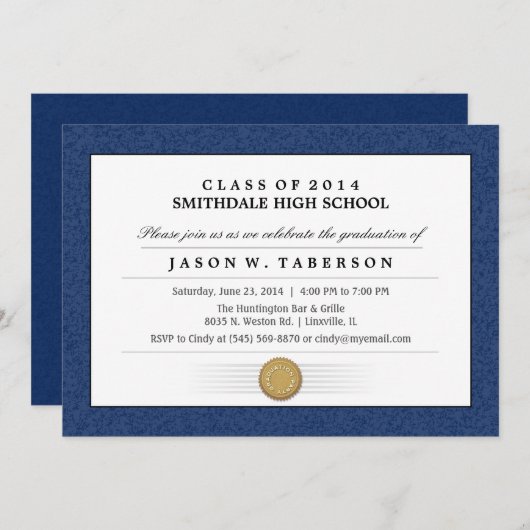 Invitation d'obtention du diplôme de diplôme de (Devant / Derrière)