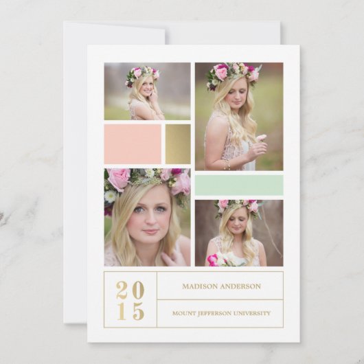 Invitation d'obtention du diplôme de rose et de (Devant)