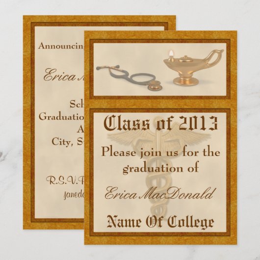 Invitation d'obtention du diplôme de soins (Devant / Derrière)