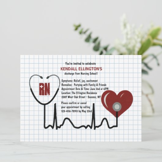 Invitation d'obtention du diplôme de stéthoscope (Debout devant)