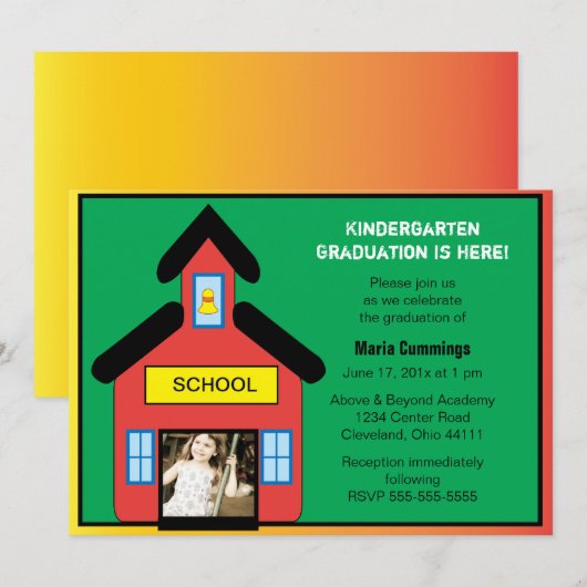 Invitation d'obtention du diplôme d'école (Devant / Derrière)