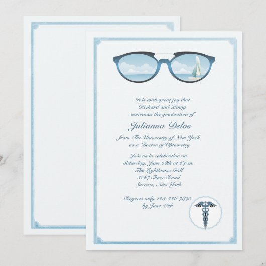 Invitation d'obtention du diplôme d'optométriste (Devant / Derrière)