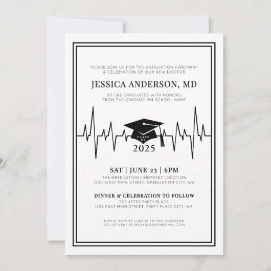 Invitation Docteur Élégant École Médicale de soins infirmiers (Devant)