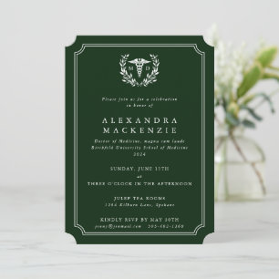 Invitation Docteur en médecine en vert foncé/blanc Caduceus