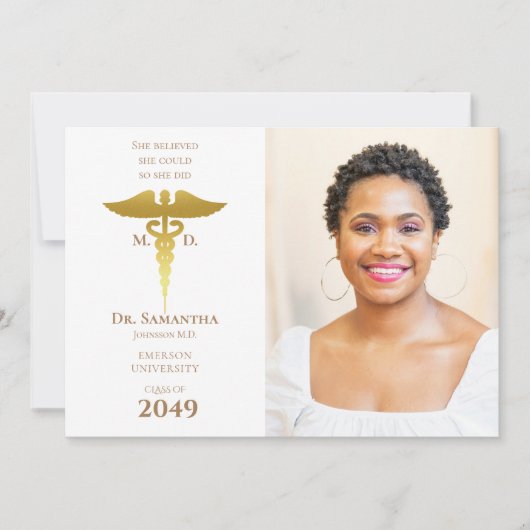 Invitation Docteur Médicale MD RN Nurse Graduation Grad Photo (Devant)