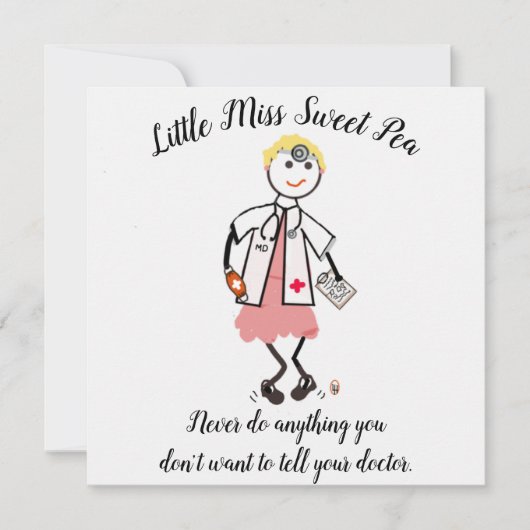 Invitation Doctor Note Card w Little Miss Sweet Pea (Devant)