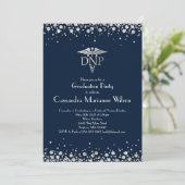 Invitation Doctor Nursing Practice Graduation NavyBlue Silver (Debout devant)