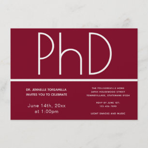 Invitation Doctorat Burgundy White Graduation Party