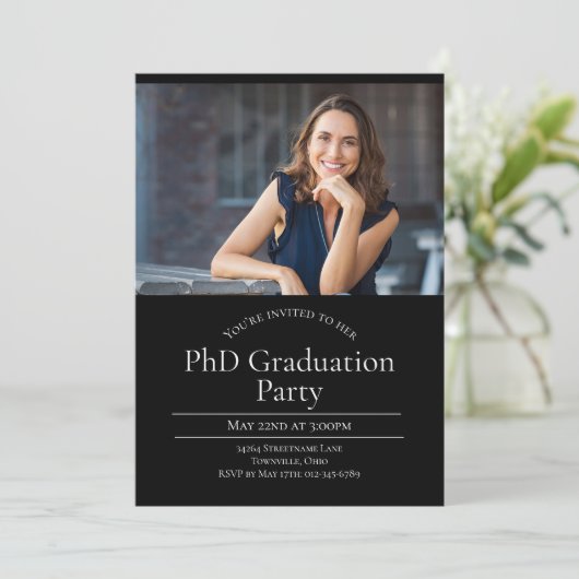 Invitation Doctorat Deux Diplômes Photo (Debout devant)