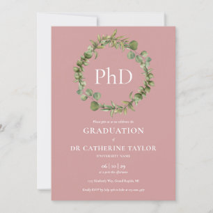 Invitation Doctorat Diplôme Dusty Rose Garland Graduation