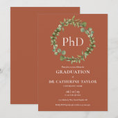 Invitation Doctorat Diplôme Terracotta Garland (Devant / Derrière)