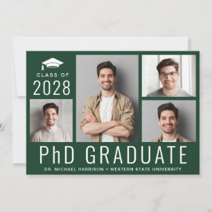 Invitation Doctorat Doctorat 5 Photo Green Graduation Party