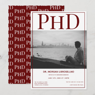 Invitation Doctorat en photo Burgundy Graduation Party