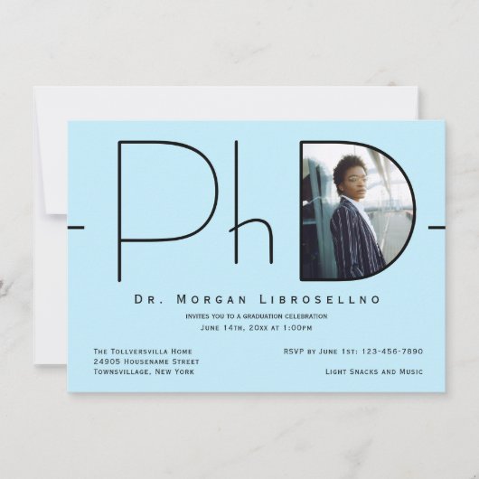 Invitation Doctorat photo moderne (Devant)