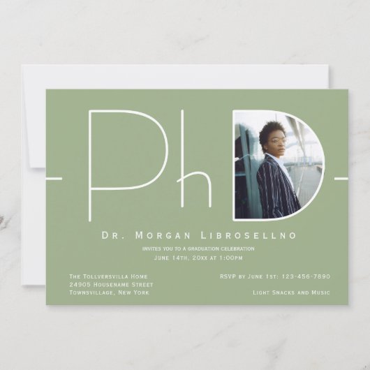 Invitation Doctorat photo moderne (Devant)