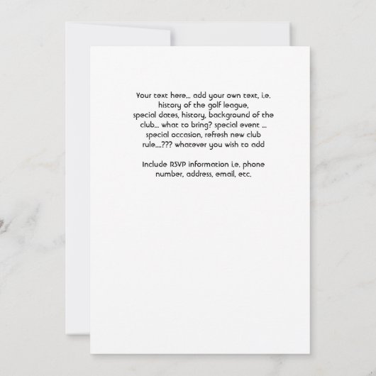 Invitation Document de la Ligue de Golf Dames (Dos)