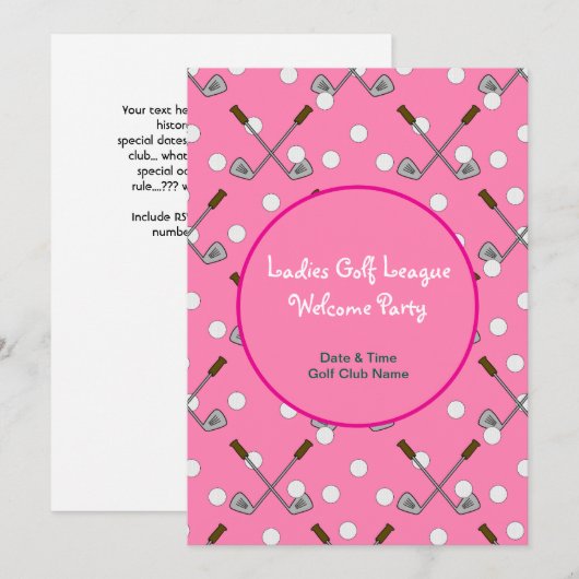 Invitation Document de la Ligue de Golf Dames (Devant / Derrière)