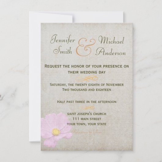 Invitation Document Vintage Mariage simple (Devant)