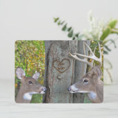 Invitation doe et bue par arbre avec coeur sculpté anniversai (Debout devant)