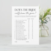 Invitation Does Bride Know the Groom? Shower Activity Card (Debout devant)