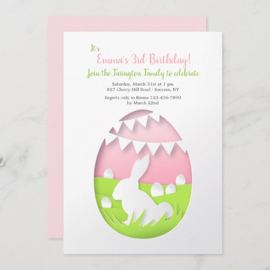 Invitation d'oeufs de Pâques coupée (Devant / Derrière)