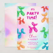 Invitation Dog Ballon Kids Birthday Party (Devant / Derrière)