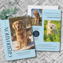 Dog Graduation Party Invitate Pet Photos Baby Blue