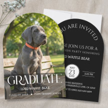 Dog Graduation Party Invite Pet Photo Rich Black
