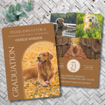 Dog Graduation Party Invite Pet Photos Brown