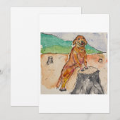 Invitation Dog Next to a Tree Stump Greeting Card (Devant / Derrière)