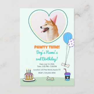 Invitation Dog Photo Pet Pawty Birthday Party Design Theme