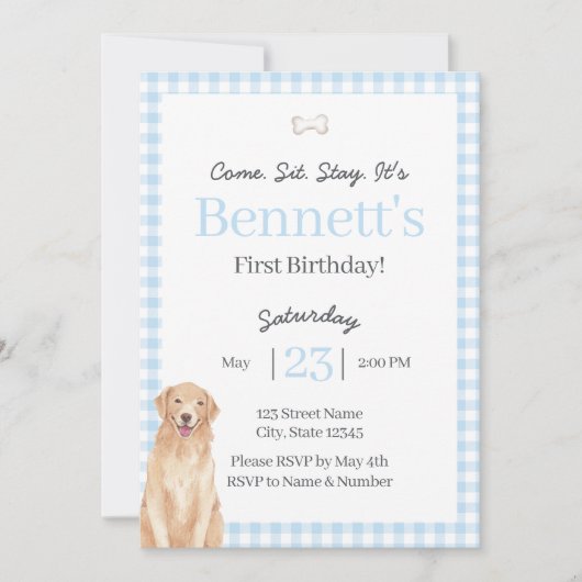 Invitation Dog Theme 1st Birthday Invite (Devant)