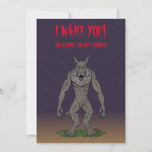 Invitation Dogman Cryptid ou Werewolf (Devant)