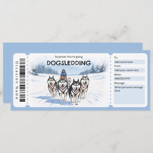 Invitation Dogsledding Gift Certificate (Devant / Derrière)