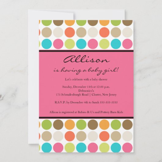 Invitation DOIGTS AMUSANTS PINK Baby Girl Douche (Devant)