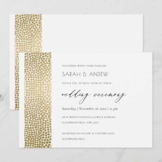 INVITATION DOIGTS BLANCS D'OR GLAMOREUX MARIAGE MOSAÏQUE (Devant / Derrière)