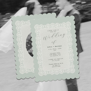 Invitation Doily Dentelle Vintage Vert Sauge Mariage