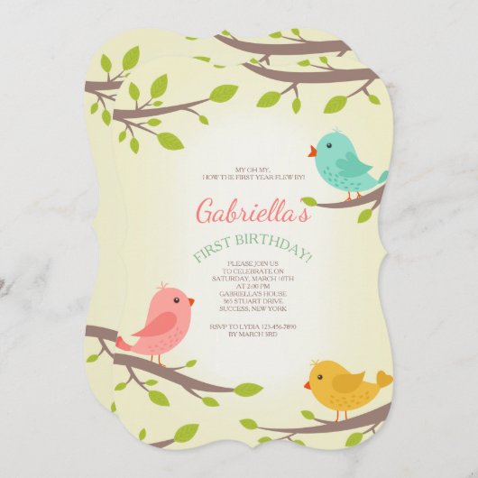 Invitation d'oiseaux de printemps (Devant / Derrière)